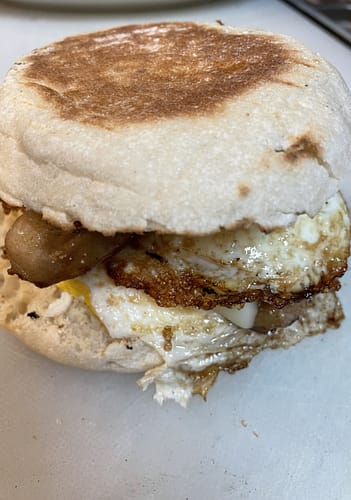 sausage egg and cheese on english muffin